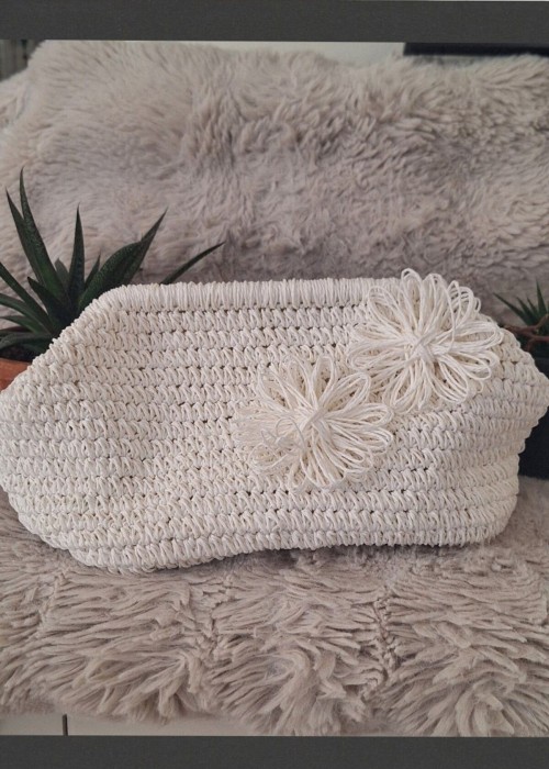 Kadın Beyaz Kağıt İp Gizli Burslu Hand Made, El Örgüsü, Kağıt İpten Yazlık El Çantası, Portföy Kadın Beyaz Kağıt İp Gizli Burslu Hand Made, El Örgüsü, Kağıt İpten Yazlık El Çantası, Portföy