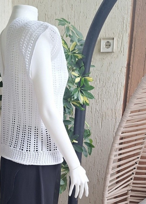 Kadın Beyaz Pamuklu Coton İpten Hand Made El Örgüsü V Yaka Düşük Omuz Düşük Kol Yazlık Bluz Kadın Beyaz Pamuklu Coton İpten Hand Made El Örgüsü V Yaka Düşük Omuz Düşük Kol Yazlık Bluz
