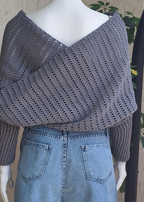 Kadin Gri̇ Renk Pamuklu Koton İPten Hand Made El Örgüsü Uzun Kollu Şal Hirka Kadin Gri̇ Renk Pamuklu Koton İPten Hand Made El Örgüsü Uzun Kollu Şal Hirka