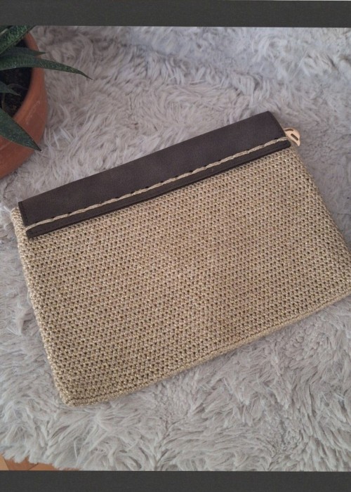 Kadın Kahverengi Güderi Kapaklı Bej Doğal Simli İp El Örgüsü, Hand Made Clunch Çanta, El Çantası Kadın Kahverengi Güderi Kapaklı Bej Doğal Simli İp El Örgüsü, Hand Made Clunch Çanta, El Çantası
