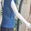 Kadın Mavi Renk Pamuklu İpten V Yaka Düşük Omuz Düşük Kol Hand Made El Örgüsü Yazlık Bluz Kadın Mavi Renk Pamuklu İpten V Yaka Düşük Omuz Düşük Kol Hand Made El Örgüsü Yazlık Bluz