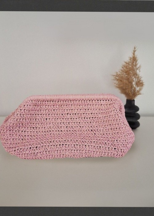 Kadın Pembe Kağıt İp Detaylı Hand Made, El Örgüsü Gizli Burslu Çanta,El Çantası, Portföy Kadın Pembe Kağıt İp Detaylı Hand Made, El Örgüsü Gizli Burslu Çanta,El Çantası, Portföy