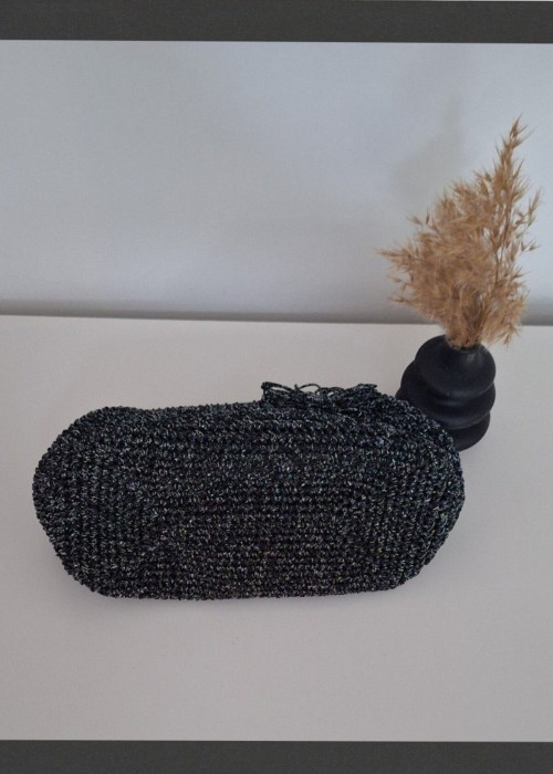 Kadın Siyah Simli Hand Made, El Örgüsü Gizli Burslu Yazlık Clutch Çanta,El Çantası, Portföy Kadın Siyah Simli Hand Made, El Örgüsü Gizli Burslu Yazlık Clutch Çanta,El Çantası, Portföy