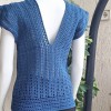 Kadın Mavi Renk Pamuklu İpten V Yaka Düşük Omuz Düşük Kol Hand Made El Örgüsü Yazlık Bluz Kadın Mavi Renk Pamuklu İpten V Yaka Düşük Omuz Düşük Kol Hand Made El Örgüsü Yazlık Bluz