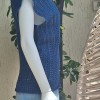 Kadın Mavi Renk Pamuklu İpten V Yaka Düşük Omuz Düşük Kol Hand Made El Örgüsü Yazlık Bluz Kadın Mavi Renk Pamuklu İpten V Yaka Düşük Omuz Düşük Kol Hand Made El Örgüsü Yazlık Bluz
