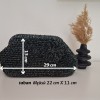 Kadın Siyah Simli Hand Made, El Örgüsü Gizli Burslu Yazlık Clutch Çanta,El Çantası, Portföy Kadın Siyah Simli Hand Made, El Örgüsü Gizli Burslu Yazlık Clutch Çanta,El Çantası, Portföy