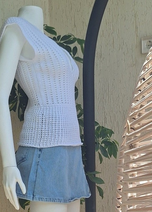 Kadın Beyaz Renk Hand Made El Örgüsü Pamuklu Coton İpten V Yaka Yazlık Düşük Omuz Düşük Kol Bluz Kadın Beyaz Renk Hand Made El Örgüsü Pamuklu Coton İpten V Yaka Yazlık Düşük Omuz Düşük Kol Bluz