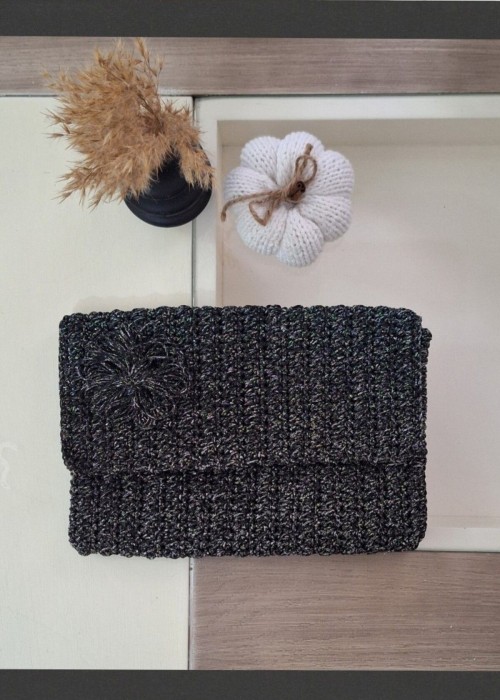 Kadın Siyah Simli İp Hand Made, El Örgüsü Gizli Burslu Yazlık Clutch Çanta,El Çantası, Portföy Kadın Siyah Simli İp Hand Made, El Örgüsü Gizli Burslu Yazlık Clutch Çanta,El Çantası, Portföy