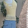 Kadın Sarı Pamuklu Coton İpten Hand Made El Örgüsü Yazlık Sırtı Çapraz Askılı Bluz Kadın Sarı Pamuklu Coton İpten Hand Made El Örgüsü Yazlık Sırtı Çapraz Askılı Bluz