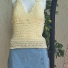 Kadın Sarı Pamuklu Coton İpten Hand Made El Örgüsü Yazlık Sırtı Çapraz Askılı Bluz Kadın Sarı Pamuklu Coton İpten Hand Made El Örgüsü Yazlık Sırtı Çapraz Askılı Bluz