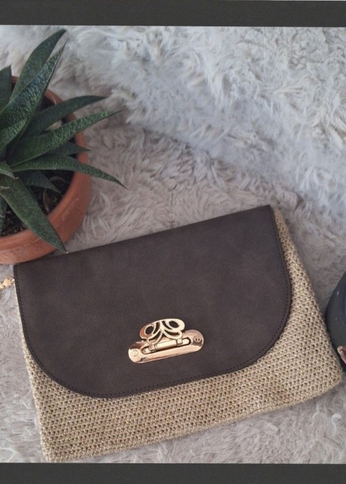 Kadın Kahverengi Güderi Kapaklı Bej Doğal Simli İp El Örgüsü, Hand Made Clunch Çanta, El Çantası Kadın Kahverengi Güderi Kapaklı Bej Doğal Simli İp El Örgüsü, Hand Made Clunch Çanta, El Çantası