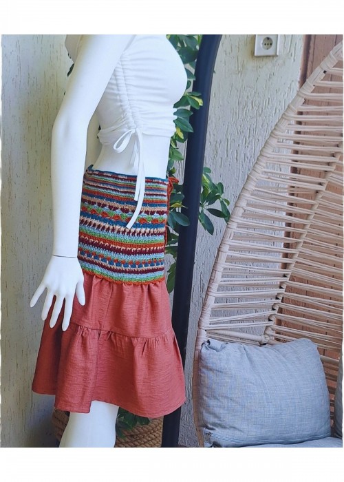 Kadın Renkli Yazlık Örgü Etek Hand Made El Örgüsü Yazlık Kadın Renkli Yazlık Örgü Etek Hand Made El Örgüsü Yazlık