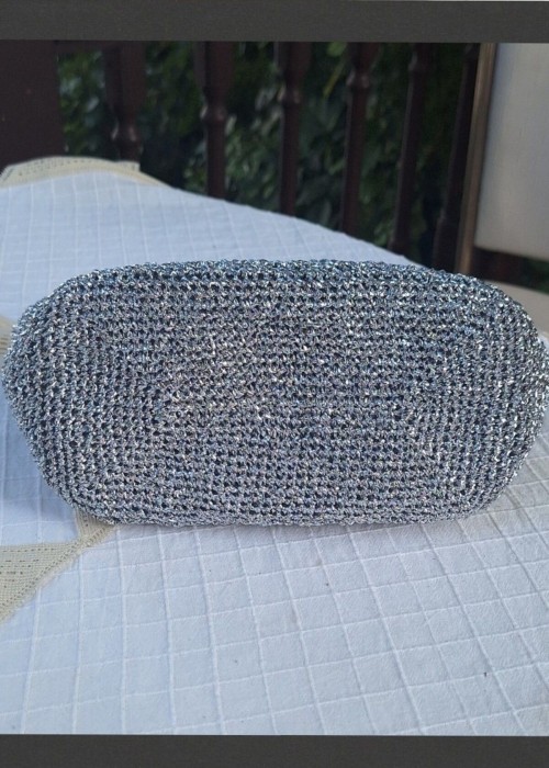 Kadın Gümüş Rengi Metalik İp Burslu Çanta Hand Made El Örgüsü Kadın Gümüş Rengi Metalik İp Burslu Çanta Hand Made El Örgüsü