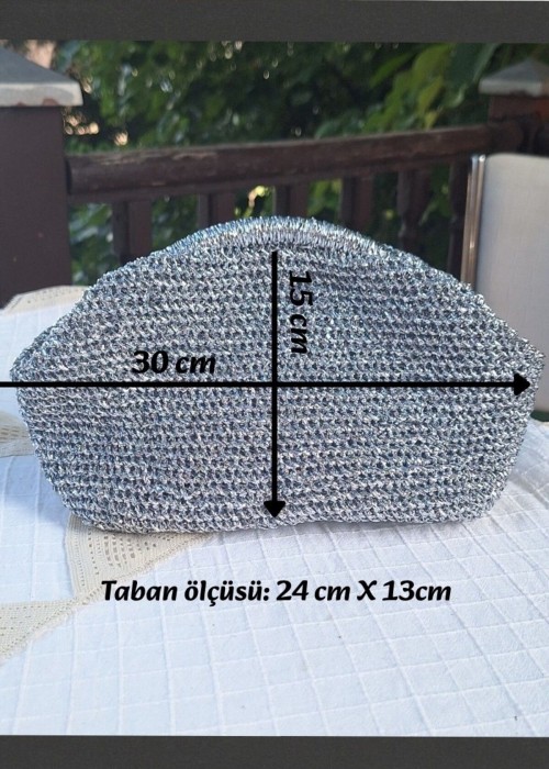 Kadın Gümüş Rengi Metalik İp Burslu Çanta Hand Made El Örgüsü Kadın Gümüş Rengi Metalik İp Burslu Çanta Hand Made El Örgüsü