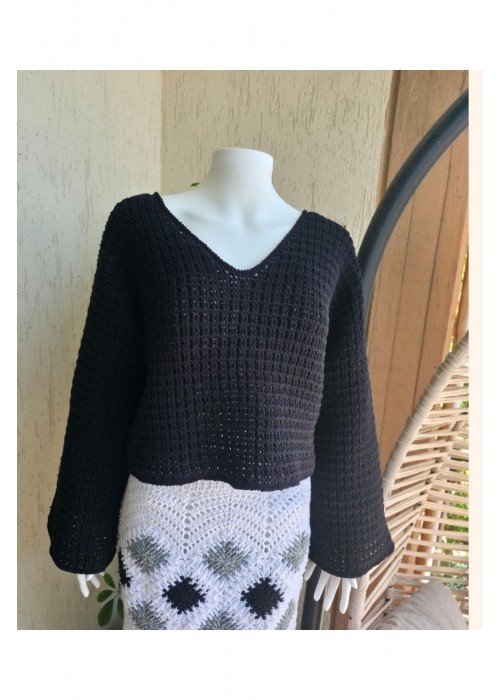 Kadın Sıyah Uzun Kollu V Yaka Bluz, Uzun Yırtmaçlı Etel Ikılı Takım