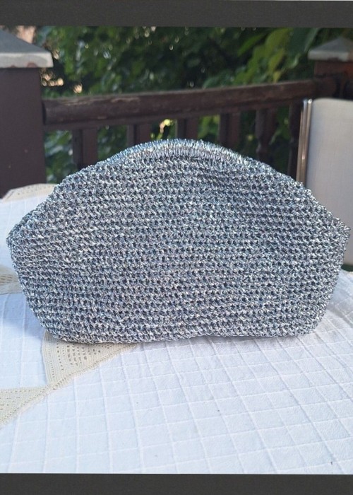 Kadın Gümüş Rengi Metalik İp Burslu Çanta Hand Made El Örgüsü Kadın Gümüş Rengi Metalik İp Burslu Çanta Hand Made El Örgüsü