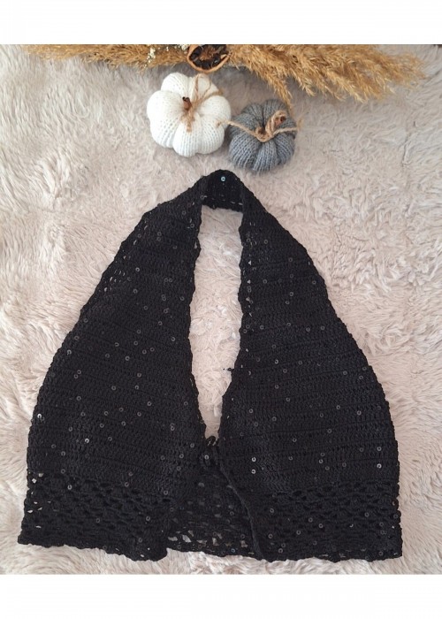 Kadın Siyah Pul Detaylı Yazlık El Örgüsü Hand Made Bolero Kadın Siyah Pul Detaylı Yazlık El Örgüsü Hand Made Bolero