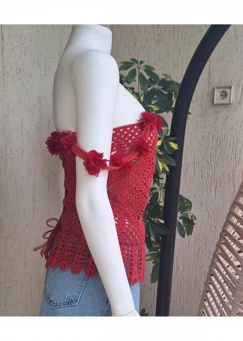 Kadın Pembe Renk El Örgüsü Hand Made Askılı Yazlık Bluz Kadın Pembe Renk El Örgüsü Hand Made Askılı Yazlık Bluz