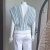 Kadın Turkuaz Ve Beyaz Renk Örgü Bluz Hand Made Kadın Turkuaz Ve Beyaz Renk Örgü Bluz Hand Made