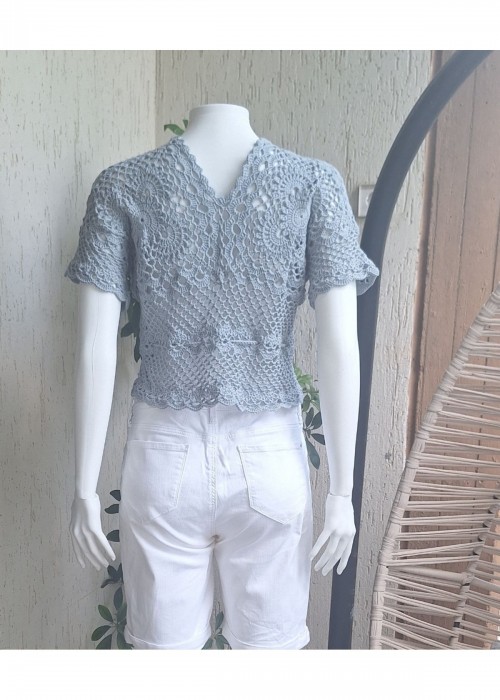 Kadın Gri Renk Örgü Bluz Hand Made Kadın Gri Renk Örgü Bluz Hand Made