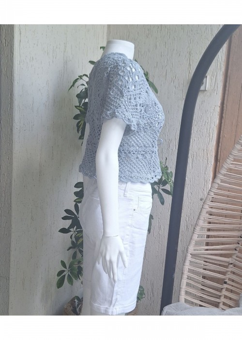 Kadın Gri Renk Örgü Bluz Hand Made Kadın Gri Renk Örgü Bluz Hand Made