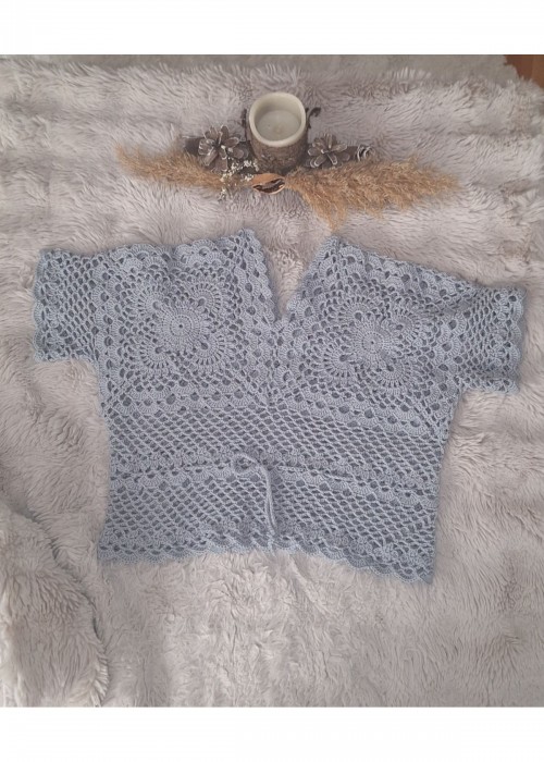 Kadın Gri Renk Örgü Bluz Hand Made Kadın Gri Renk Örgü Bluz Hand Made