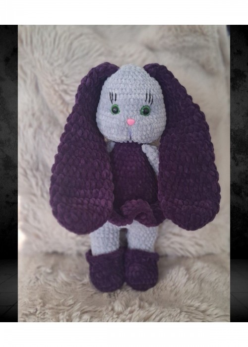 Kadife İp Örgü Amigurumi Mor Tavşan Bebek Oyuncak Kadife İp Örgü Amigurumi Mor Tavşan Bebek Oyuncak