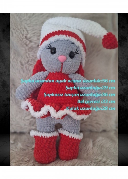 Kadife İp Örgü Amigurumi Kırmızı Tavşan Bebek Oyuncak Kadife İp Örgü Amigurumi Kırmızı Tavşan Bebek Oyuncak