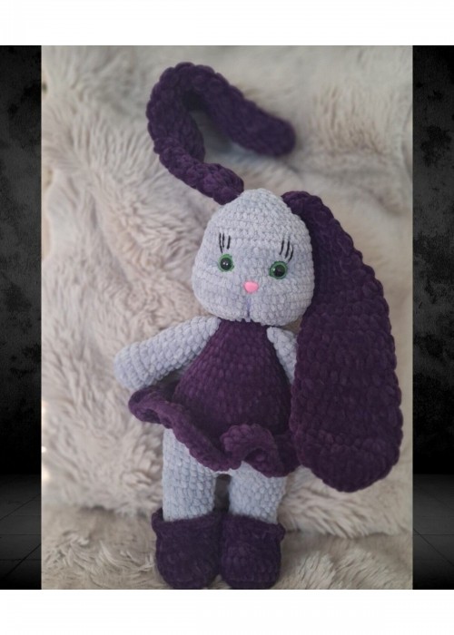 Kadife İp Örgü Amigurumi Mor Tavşan Bebek Oyuncak Kadife İp Örgü Amigurumi Mor Tavşan Bebek Oyuncak