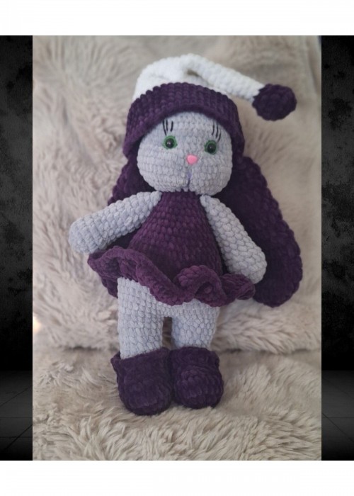 Kadife İp Örgü Amigurumi Mor Tavşan Bebek Oyuncak Kadife İp Örgü Amigurumi Mor Tavşan Bebek Oyuncak