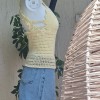 KADIN SARI PAMUKLU COTON İPTEN HAND MADE EL ÖRGÜSÜ YAZLIK SIRTI ÇAPRAZ ASKILI BLUZ KADIN SARI PAMUKLU COTON İPTEN HAND MADE EL ÖRGÜSÜ YAZLIK SIRTI ÇAPRAZ ASKILI BLUZ