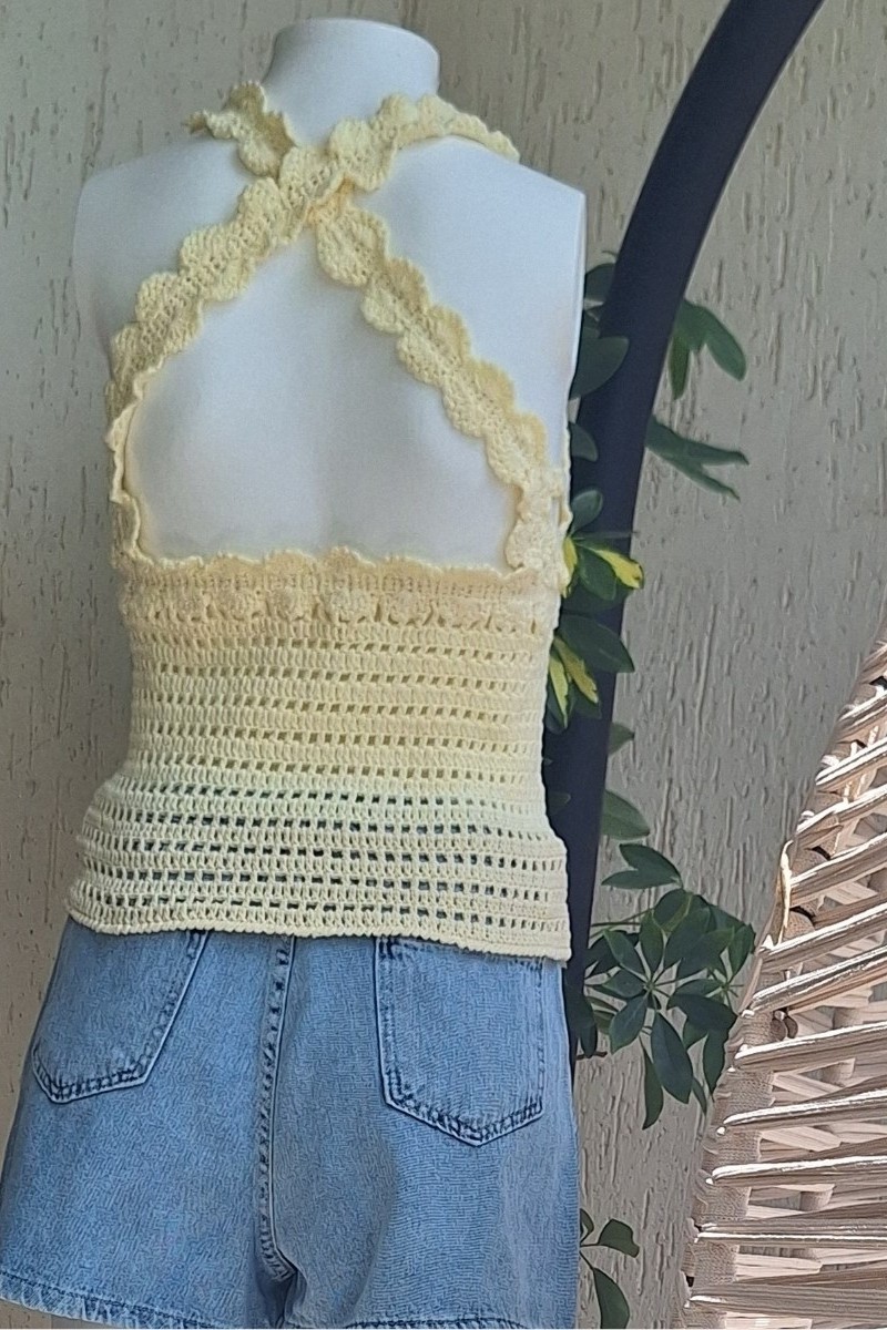 KADIN SARI PAMUKLU COTON İPTEN HAND MADE EL ÖRGÜSÜ YAZLIK SIRTI ÇAPRAZ ASKILI BLUZ KADIN SARI PAMUKLU COTON İPTEN HAND MADE EL ÖRGÜSÜ YAZLIK SIRTI ÇAPRAZ ASKILI BLUZ