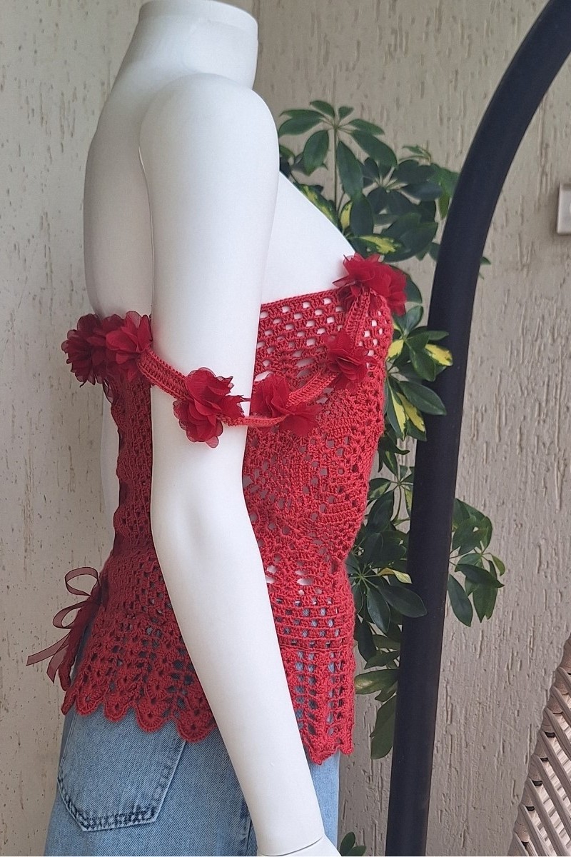 KADIN PEMBE RENK EL ÖRGÜSÜ HAND MADE ASKILI YAZLIK BLUZ KADIN PEMBE RENK EL ÖRGÜSÜ HAND MADE ASKILI YAZLIK BLUZ