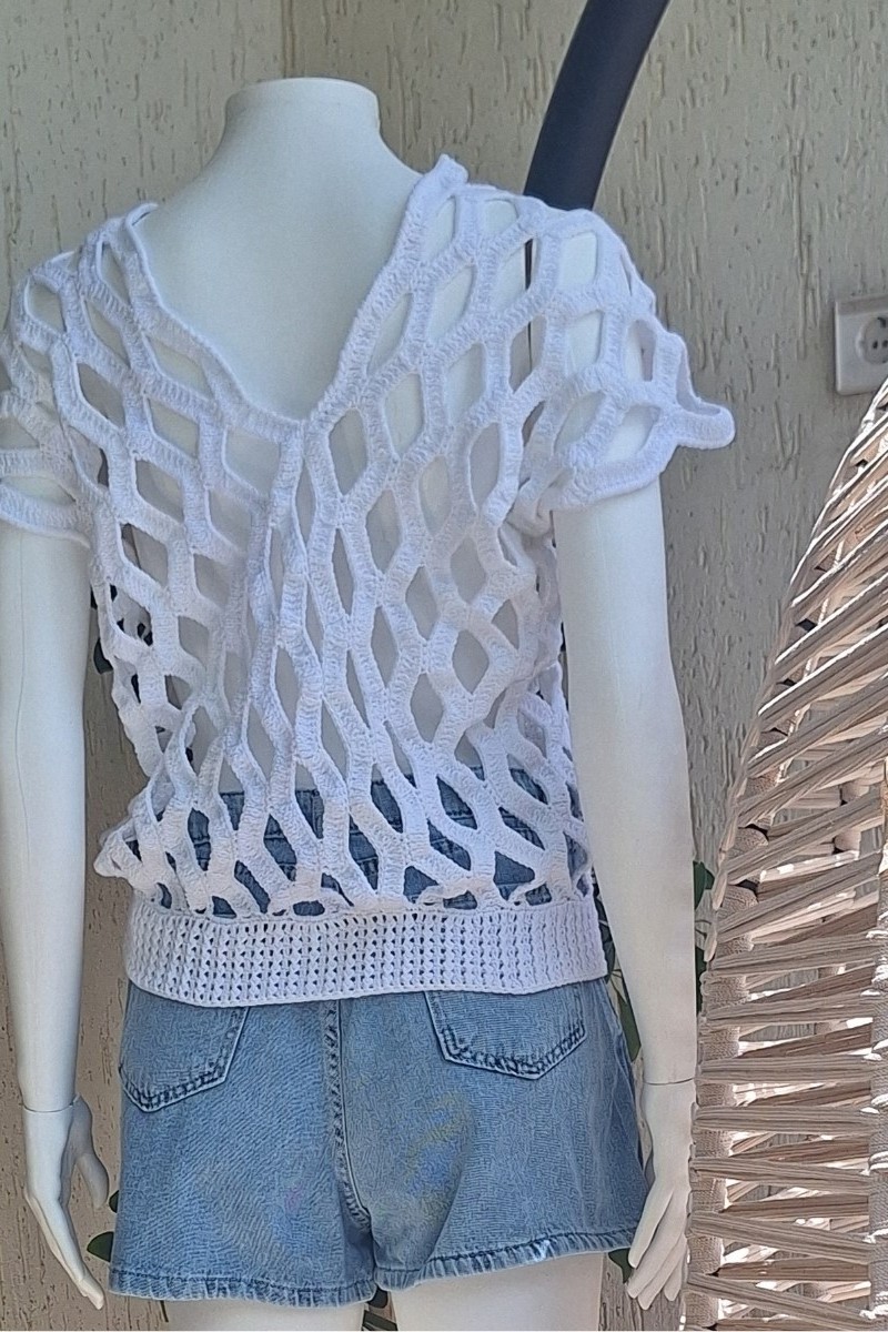KADIN BEYAZ RENK KAFES MODELİ AJURLU HAND MADE EL ÖRGÜSÜ PAMUKLU COTON İPTEN V YAKA YAZLIK DÜŞÜK KOL BLUZ KADIN BEYAZ RENK KAFES MODELİ AJURLU HAND MADE EL ÖRGÜSÜ PAMUKLU COTON İPTEN V YAKA YAZLIK DÜŞÜK KOL BLUZ