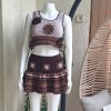 KADIN KAHVERENGİ VE TONLARI RENK PAMUKLU COTON İPTEN HAND MADE EL ÖRGÜSÜ KALIN ASKILI CROP BLUZ KISA ETEKLİ TAKIM KADIN KAHVERENGİ VE TONLARI RENK PAMUKLU COTON İPTEN HAND MADE EL ÖRGÜSÜ KALIN ASKILI CROP BLUZ KISA ETEKLİ TAKIM