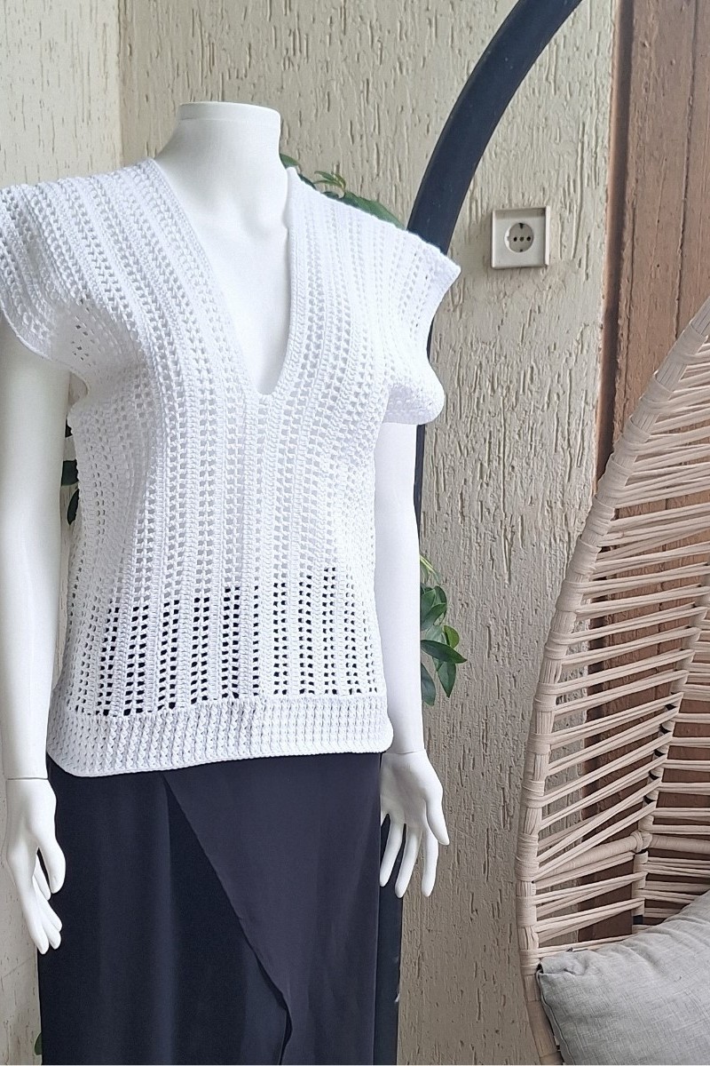 KADIN BEYAZ PAMUKLU COTON İPTEN HAND MADE EL ÖRGÜSÜ V YAKA DÜŞÜK OMUZ DÜŞÜK KOL YAZLIK BLUZ KADIN BEYAZ PAMUKLU COTON İPTEN HAND MADE EL ÖRGÜSÜ V YAKA DÜŞÜK OMUZ DÜŞÜK KOL YAZLIK BLUZ