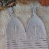 KADIN GRİ RENK PAMUKLU COTON İPTEN HAND MADE EL ÖRGÜSÜ  YAZLIK  ASKILI BLUZ