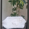 KADIN BEYAZ ÇİÇEK DETAYLI GİZLİ BURSLU HAND MADE, EL ÖRGÜSÜ,  KAĞIT İPTEN YAZLIK  EL ÇANTASI, CLUTCH , PORTFÖY