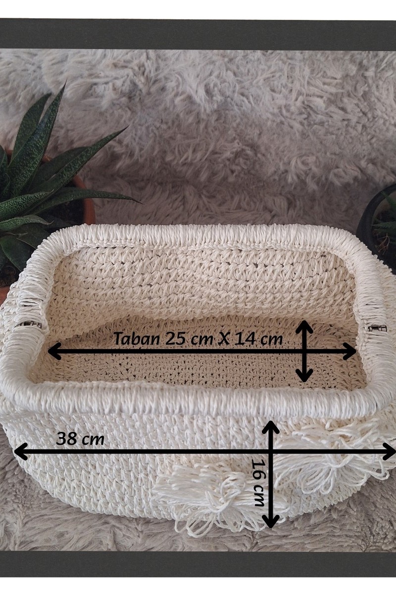 KADIN BEYAZ ÇİÇEK DETAYLI GİZLİ BURSLU HAND MADE, EL ÖRGÜSÜ,  KAĞIT İPTEN YAZLIK  EL ÇANTASI, CLUTCH , PORTFÖY