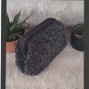 KADIN SİYAH METALİK RAFYA İP  VE MEATL RENGİ SİM KARIŞIMI, HAND MADE, EL ÖRGÜSÜ GİZLİ BURSLU YAZLIK CLUTCH ÇANTA,EL ÇANTASI, PORTFÖY
