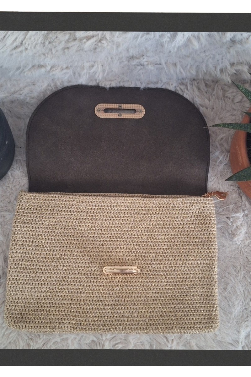 KADIN KAHVERENGİ GÜDERİ KAPAKLI BEJ DOĞAL SİMLİ İP METAL SARI KİLİT AKSESUARLI EL ÖRGÜSÜ, HANDMADE, YAZLIK CLUNCH ÇANTA, EL ÇANTASI KADIN KAHVERENGİ GÜDERİ KAPAKLI BEJ DOĞAL SİMLİ İP METAL SARI KİLİT AKSESUARLI EL ÖRGÜSÜ, HANDMADE, YAZLIK CLUNCH ÇANTA, EL ÇANTASI