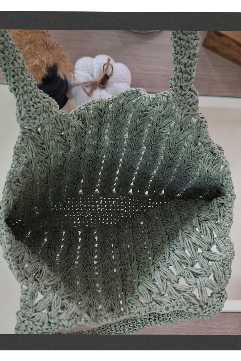 KADIN HAKİ RENK BUĞDAY MODELLİ HAND MADE EL ÖRGÜSÜ YAZLIK PLAJ OMUZ ÇANTASI