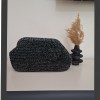 KADIN SİYAH SİMLİ İPTEN  HAND MADE, EL ÖRGÜSÜ GİZLİ BURSLU YAZLIK CLUTCH ÇANTA,EL ÇANTASI, PORTFÖY