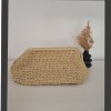 KADIN BEj ÇİÇEK DETAYLI GİZLİ BURSLU HAND MADE, EL ÖRGÜSÜ,  KAĞIT İPTEN YAZLIK  EL ÇANTASI, CLUTCH , PORTFÖY