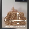 KADIN ALTIN RENGİ METALİK KAĞIT İPTEN GİZLİ BURSLU HAND MADE EL ÖRGÜSÜ YAZLIK CLUTCH PORFÖY EL ÇANTASI