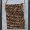 KADIN ALTIN RENGİ METALİK İP TELEFON ÇANTASI HAND MADE EL ÖRGÜSÜ