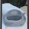 KADIN GÜMÜŞ RENGİ METALİK İP BURSLU ÇANTA HAND MADE EL ÖRGÜSÜ