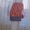 Bağcıklı Paisley, Geometrik Baskılı Turuncu Yazlık Şort Bağcıklı Paisley, Geometrik Baskılı Turuncu Yazlık Şort
