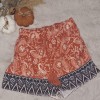 Bağcıklı Paisley, Geometrik Baskılı Turuncu Yazlık Şort Bağcıklı Paisley, Geometrik Baskılı Turuncu Yazlık Şort